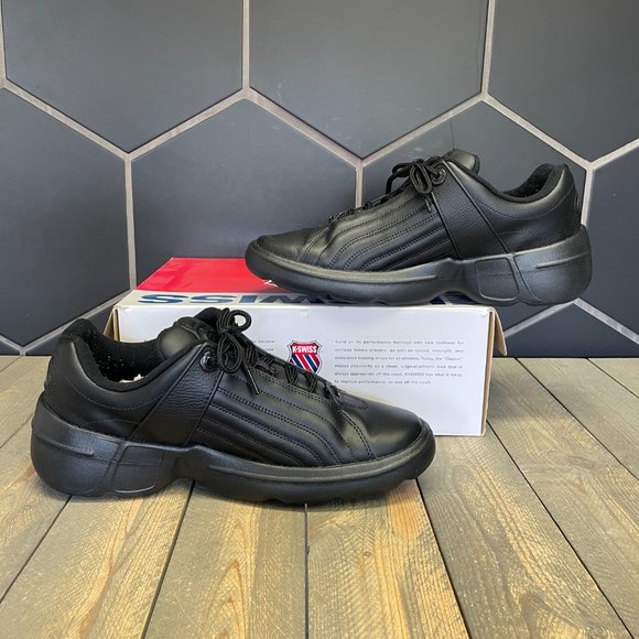 ~Used W/ Box! Mens K-Swiss Chilton Black Low Work Casual Sneakers Size 11.5 - Picture 2 of 5